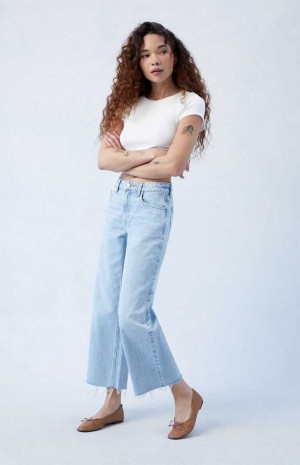 Pantalons PacSun Eco Light Blue Cropped Larges Leg Femme Indigo | 987135YCM