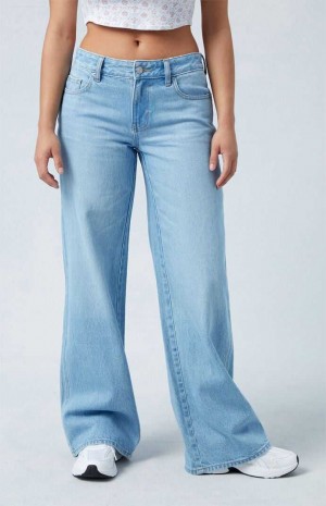 Pantalons PacSun Eco Light Blue Low Rise gy Femme Indigo | 247569SGP