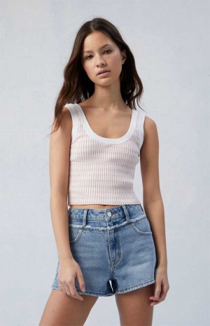 Pantalons PacSun Eco Light Indigo Frayed High Waisted Denim Festival Femme Indigo | 806931VGT