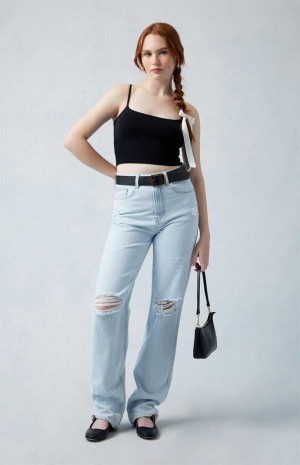 Pantalons PacSun Eco Light Indigo Ripped '90s Boyfriend Femme Indigo | 869407JLK