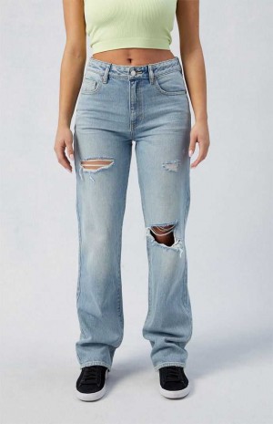 Pantalons PacSun Eco Light Indigo Ripped Millie Mid Rise '90s Boyfriend Femme Indigo | 924085PNX