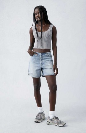 Pantalons PacSun Eco Light Indigo Ripped High Waisted Relaxed Jorts Femme Indigo | 490581CVB