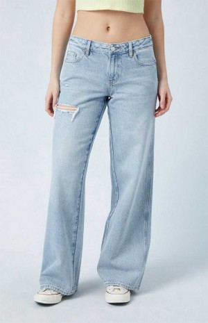 Pantalons PacSun Eco Light Indigo Ripped Low Rise gy Femme Indigo | 320874LCP