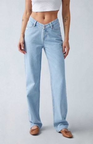 Pantalons PacSun Eco Light Indigo V-Dip '90s Boyfriend Femme Indigo | 490187ICJ