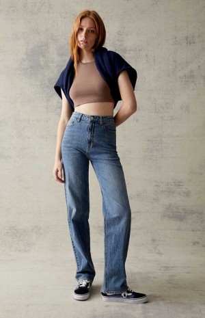 Pantalons PacSun Eco Medium Blue Stretch '90s Boyfriend Femme Indigo | 809541EVZ