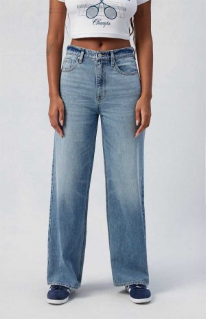 Pantalons PacSun Eco Medium Indigo Cali Boyfriend Femme Indigo | 167482ZSG