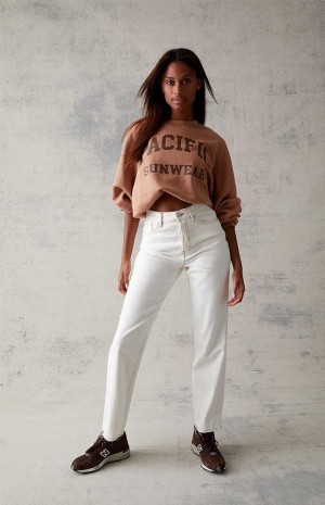 Pantalons PacSun Eco Off White Dad Femme Blanche | 763459MNV