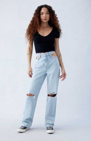 Pantalons PacSun Eco Rhinestone '90s Boyfriend Femme Indigo | 023487MEI