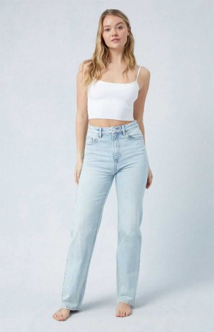 Pantalons PacSun Eco Stretch Light Blue '90s Boyfriend Femme Indigo | 736508HZQ