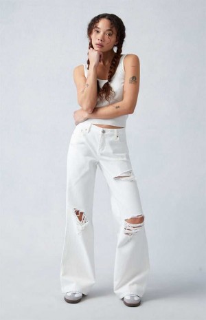 Pantalons PacSun Eco White Ripped Low Rise gy Femme Blanche | 687520YUW