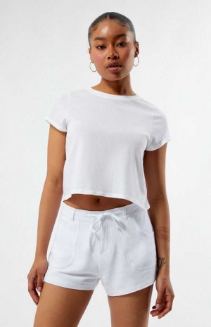 Pantalons PacSun Fixed Taille Linen Femme Blanche | 537920ERT