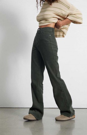 Pantalons PacSun Green Corduroy High Waisted Bootcut Femme Vert | 152906CPD