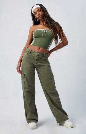 Pantalons PacSun Green Low Rise Extreme gy Cargo Femme Vert | 875946HFI