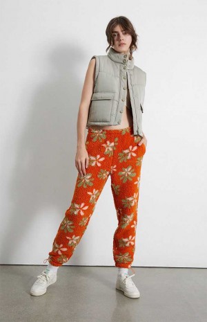 Pantalons PacSun Groovy Floral Sherpa Femme Orange | 017293SRA