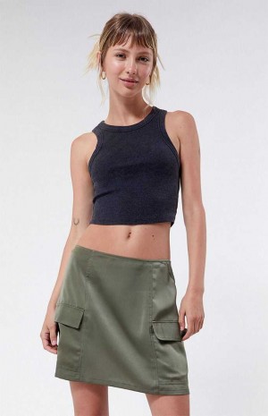 Pantalons PacSun Kendall & Kylie Satin Cargo Mini Skirt Femme Vert Olive | 918042YOD