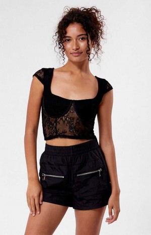 Pantalons PacSun LA Hearts Cargo Elastic Taille Femme Noir | 052941CAG