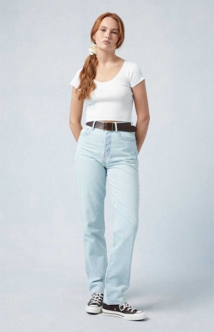 Pantalons PacSun Light Blue Dad Femme Indigo Clair | 607832UKZ