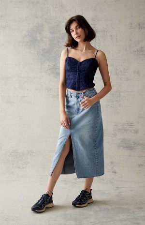 Pantalons PacSun Light Blue Denim Midi Skirt Femme Indigo | 925647SUP