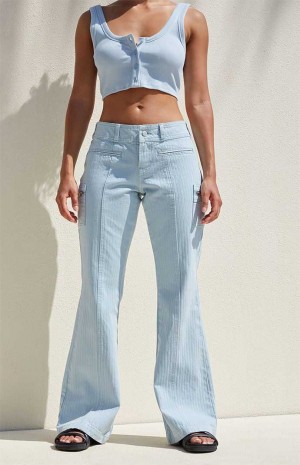 Pantalons PacSun Light Blue Low Rise Cargo Flare Femme Bleu Clair | 480197DGU