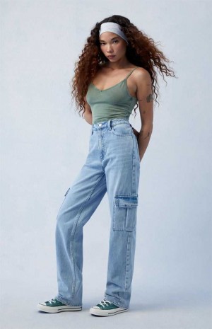 Pantalons PacSun Light Indigo '90s Boyfriend Cargo Femme Indigo | 859623NAG