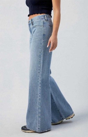 Pantalons PacSun Medium Indigo Lena Low Rise gy Flare Femme Indigo | 729384PJV