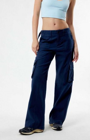 Pantalons PacSun Mid Rise Puddle Femme Bleu Marine | 387542BLU