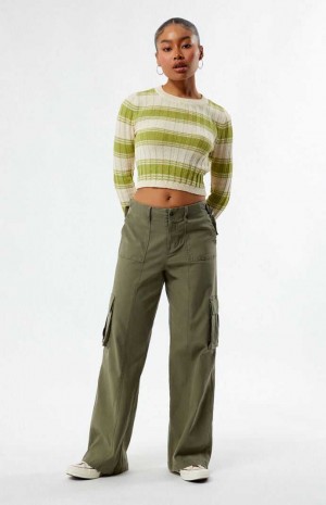 Pantalons PacSun Mid Rise Puddle Femme Vert Olive | 310678JNH