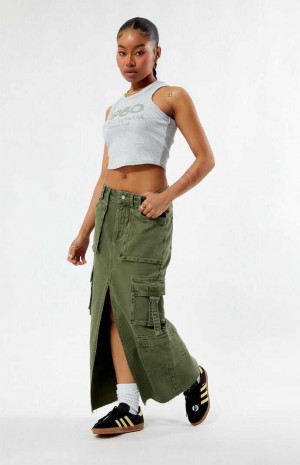 Pantalons PacSun Olive Cargo Midi Skirt Femme Vert Olive | 032748BAQ