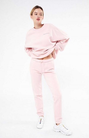 Pantalons PacSun Pacific Sunwear Script Slim Femme Rose | 364925WHF