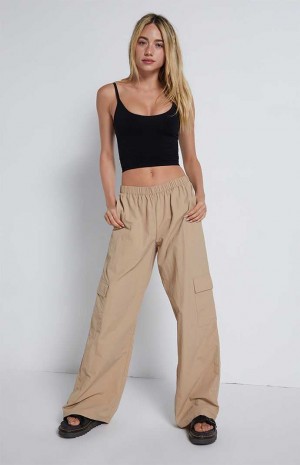 Pantalons PacSun Relaxed Pull On Cargo Femme Marron | 318594YRM