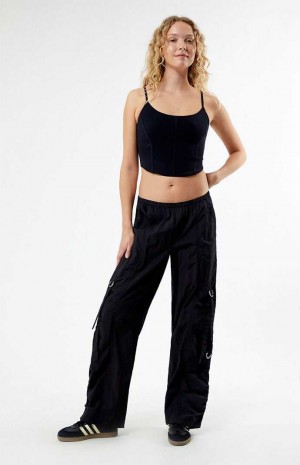 Pantalons PacSun Ruched Low Rise Pull-On Femme Noir | 023567UQZ