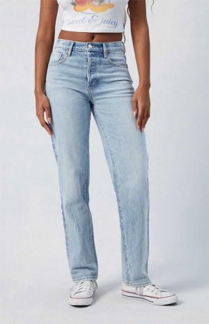 Pantalons PacSun Stretch Light Indigo Dad Femme Indigo | 435892FJS