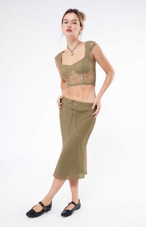 Pantalons PacSun Tie Midi Skirt Femme Vert Olive | 965103BNW