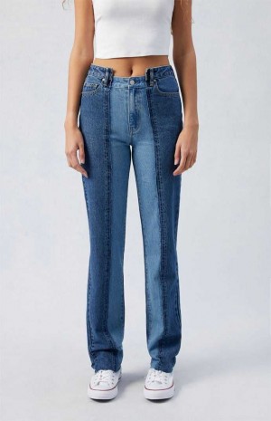 Pantalons PacSun Two-Tone Millie Mid Rise '90s Boyfriend Femme Indigo | 098574ESA