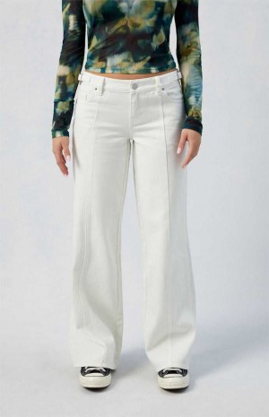 Pantalons PacSun White Paneled Low Rise gy Femme Indigo | 372164JMV