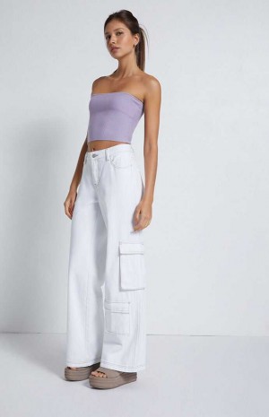 Pantalons PacSun White gy Cargo Femme Blanche | 149527BTU