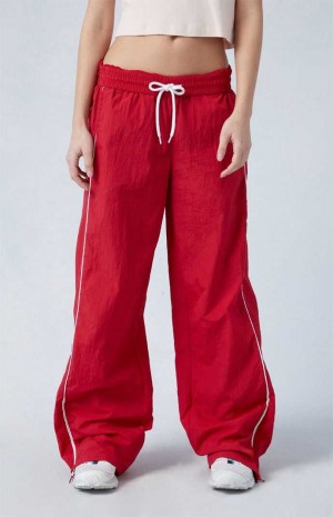 Pantalons PacSun Zip Up Piste Femme Rouge | 401892JEL