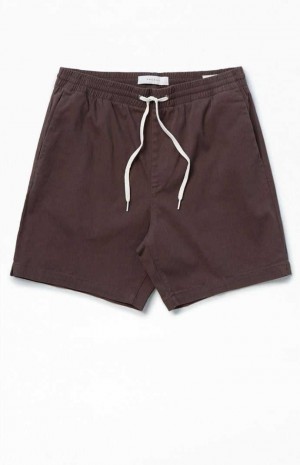 Short PacSun Brown Reed Twill Volley Homme Marron Foncé | 263908FJS