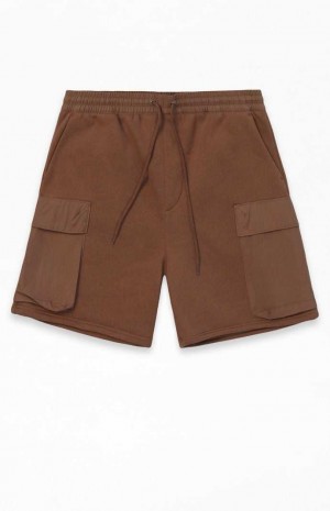 Short PacSun Fleece Brown Cargo Sweat Homme Marron | 206573LBW