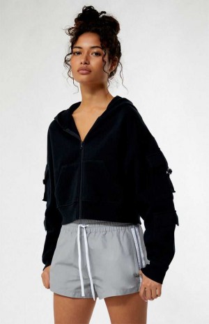 Sweat a Capuche PacSun Cargo Full Zip Femme Noir | 039416TCZ