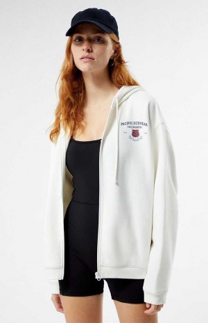 Sweat a Capuche PacSun Social Dept. Pacific Sunwear Full Zip Femme Blanche | 417085ZOL