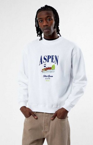 Sweats PacSun Aspen Embroidered Crew Neck Homme Blanche | 653028JAS