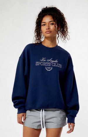 Sweats PacSun LA Sports Club Crew Neck Femme Bleu Marine | 342058ZXP