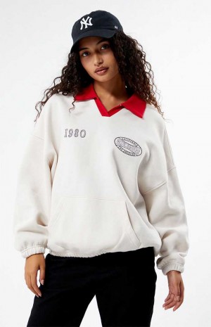 Sweats PacSun Pacific Sunwear Rugby Oversized Femme Blanche | 739256BPV