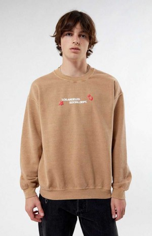 Sweats PacSun Senses Crew Neck Homme Kaki | 016957TKG