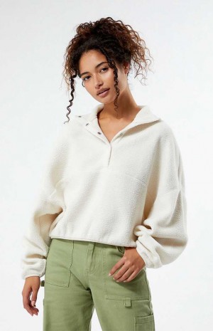 Sweats PacSun Ski Half Snap Cropped Femme Blanche | 931540OYV