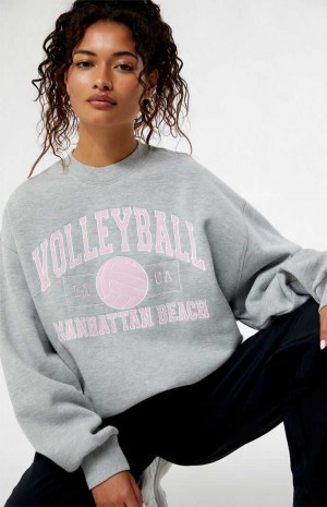 Sweats PacSun Volleyball Crew Neck Femme Grise | 781520NEL