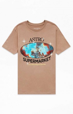 T-shirt PacSun Astro Supermarket Homme Marron | 942761ANQ