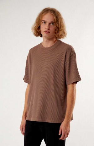 T-shirt PacSun Boxy Waffle Homme Marron | 605291EAB