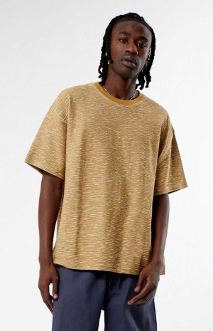 T-shirt PacSun Brown & Tan Slub Stripe Oversized Homme Marron Marron | 384076XNV